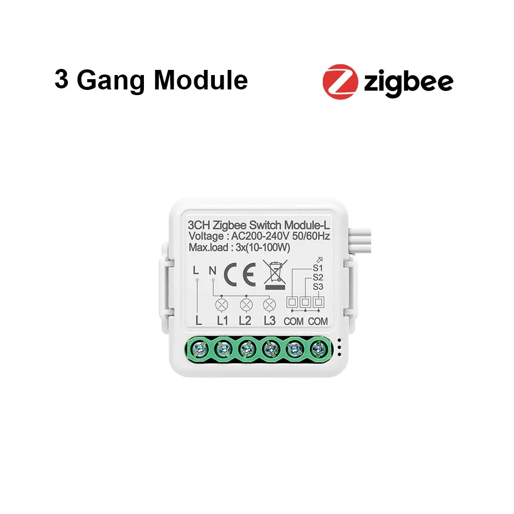Zigbee Smart Switch Module No Neutral Wire Tuya Zigbee 3.0 10A