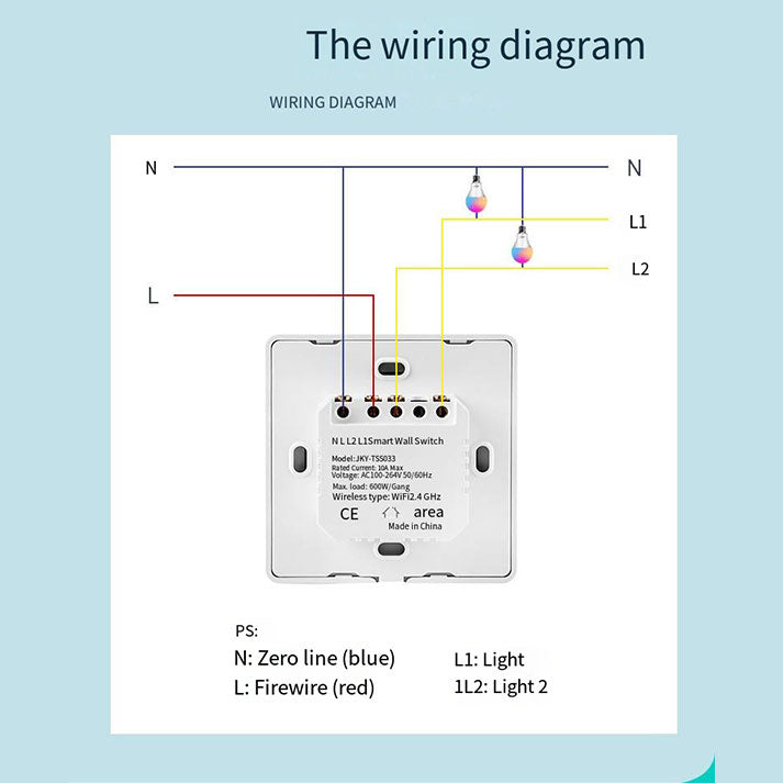 1/2/3 Gang Tuya Smart life WiFi Wall Touch Switch Panel Light