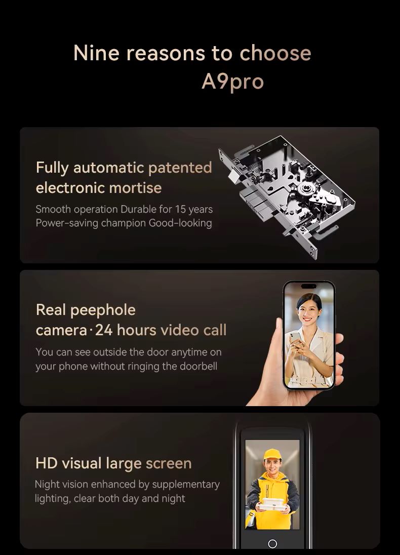 TENON A9 PRO 3D Face Recognition Palm Vein Fingerprint Digital Intelligent Smart Lock