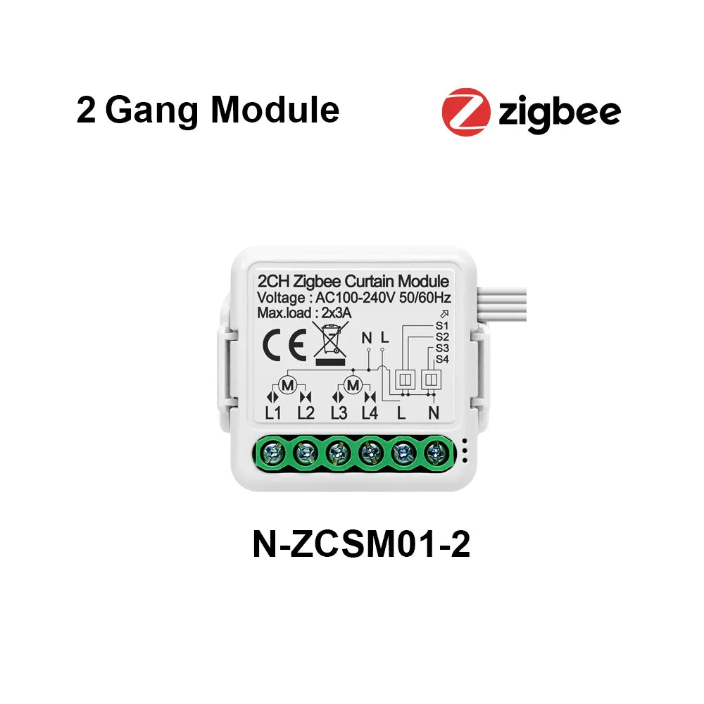 Tuya Zigbee 3.0 Smart Home Wireless Mini Curtain Switch Relay Module for Roller Blind Shutter Curtain Motors