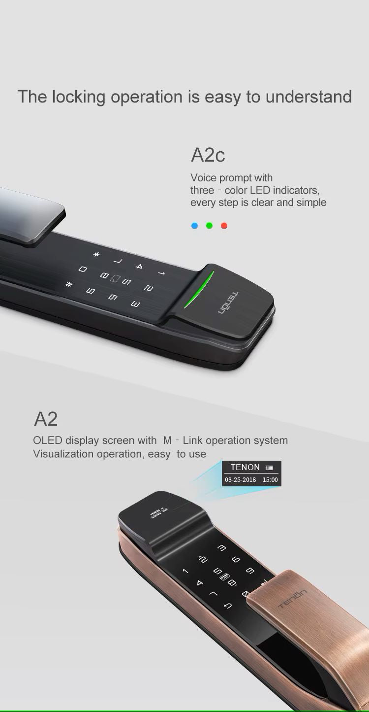 TENON A2 Push-Pull Automatic Biometric Fingerprint Door Lock