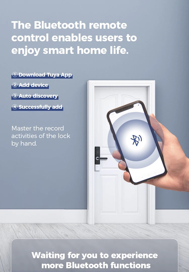 Tenon K6 Tuya Waterproof Electronic Smart Door Lock Digital Intelligent Card Biometric Fingerprint Door Handle Lock