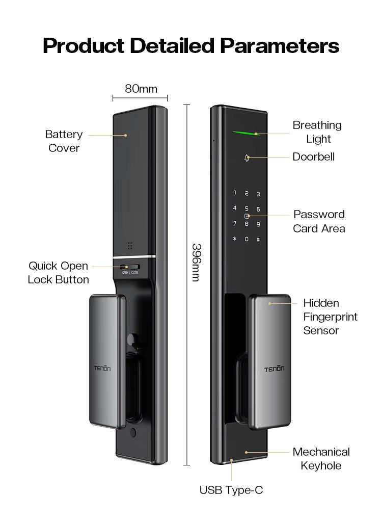 TENON A5 Ultra Slim One-Button Automatic Control Smart Door Lock