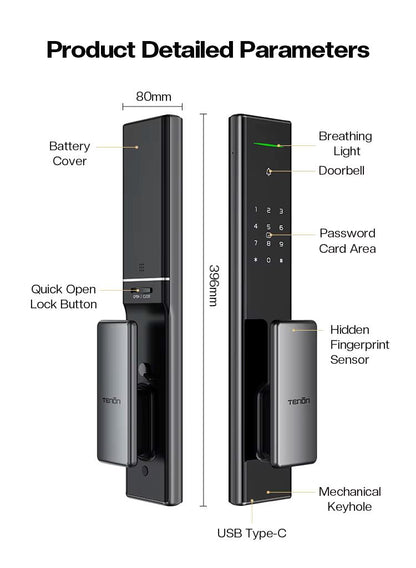 TENON A5 Ultra Slim One-Button Automatic Control Smart Door Lock