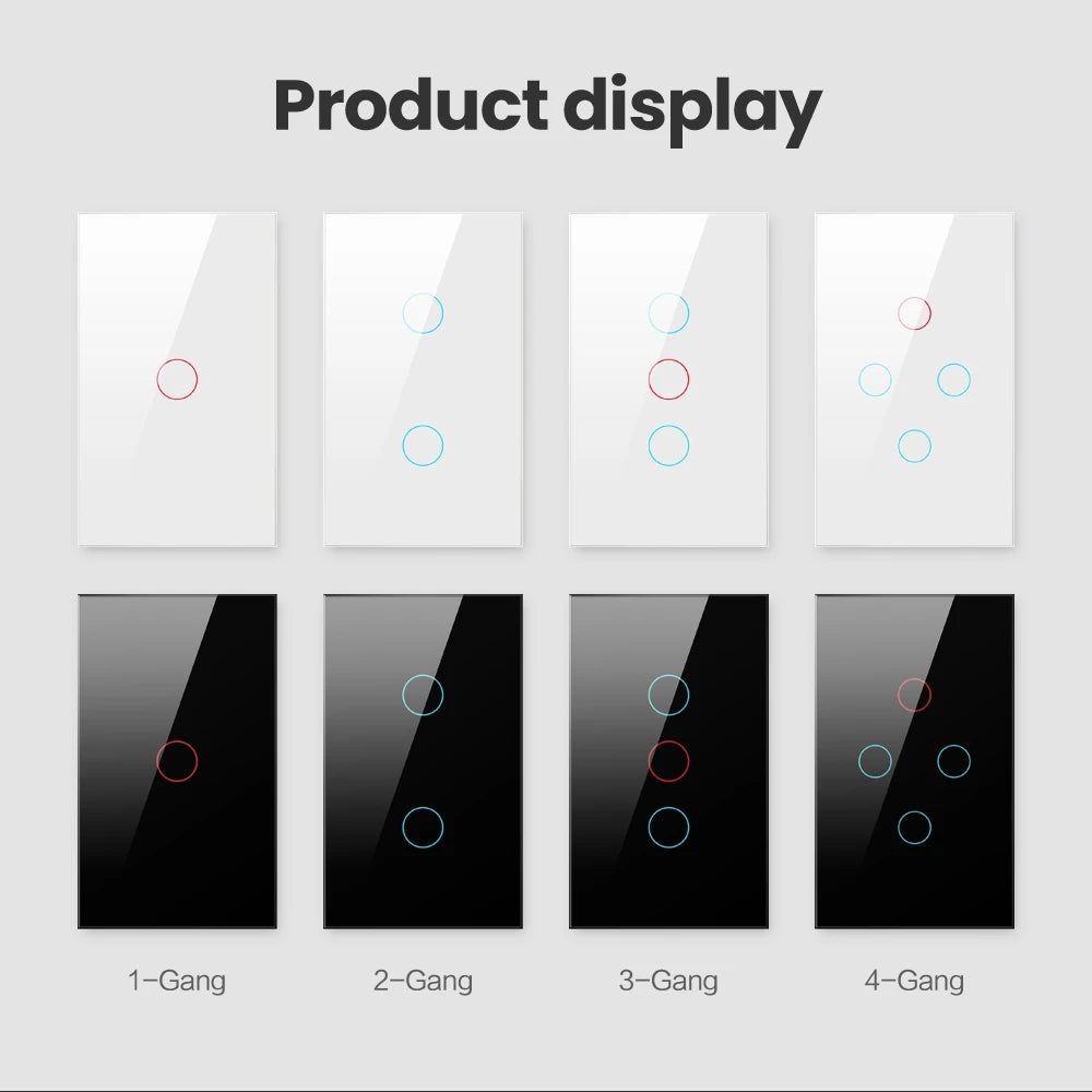 Zigbee Glass Touch Screen Smart Wall Light Switch Work With Alexa Google Home Tuya