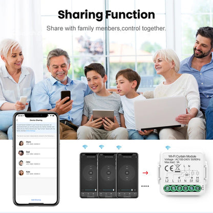 AVATTO Tuya smart life 240V 3A 1/2Gang smart wifi curtain switch module, Smart Home Automation Module APP control smart curtain breaker
