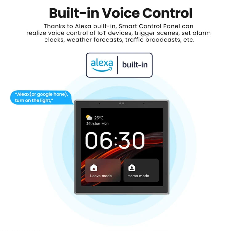 AVATTO TE6 Smart Touch Screen Center Control Panel Built In Alexa Tuya Wifi