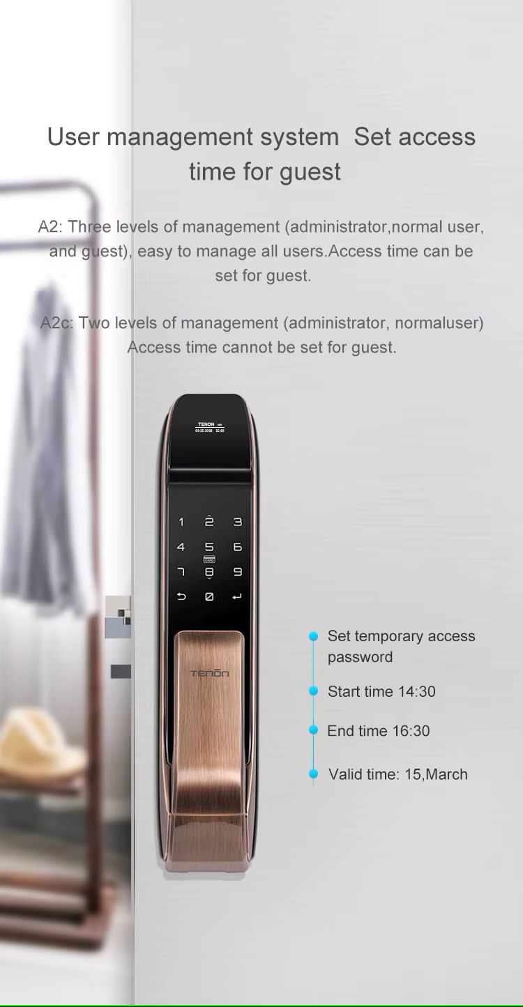 TENON A2 Push-Pull Automatic Biometric Fingerprint Door Lock