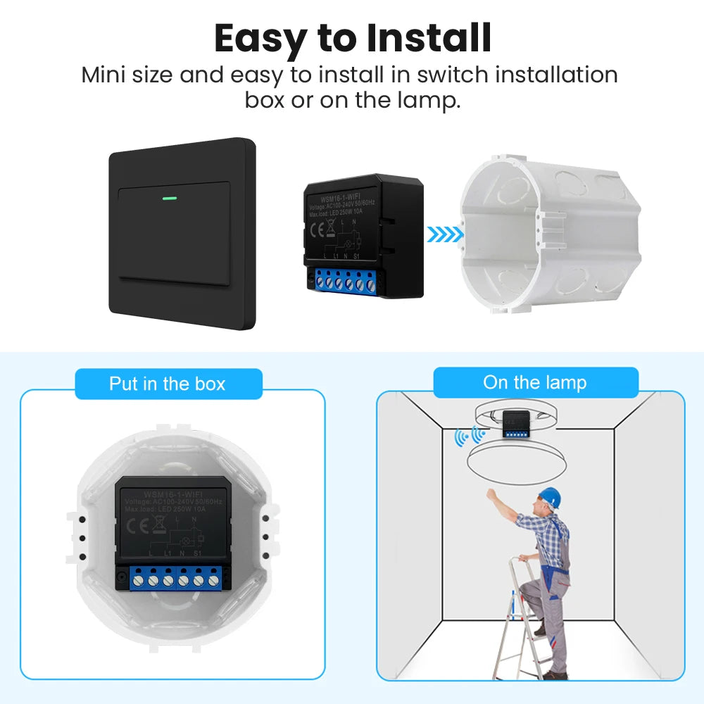 Tuya Wifi Smart Home Relay Switch Module Work with APP Alexa,Google Home Voice Control