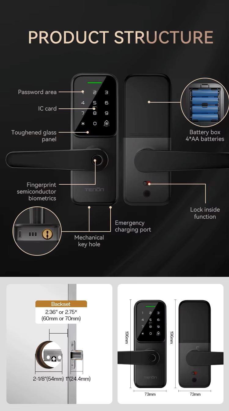 TENON K8 Mini Smart Door Handle Lock