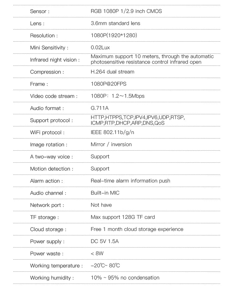 2mp Infrared Night Vision Two Way Audio Tuya Smart Home Wifi Camera