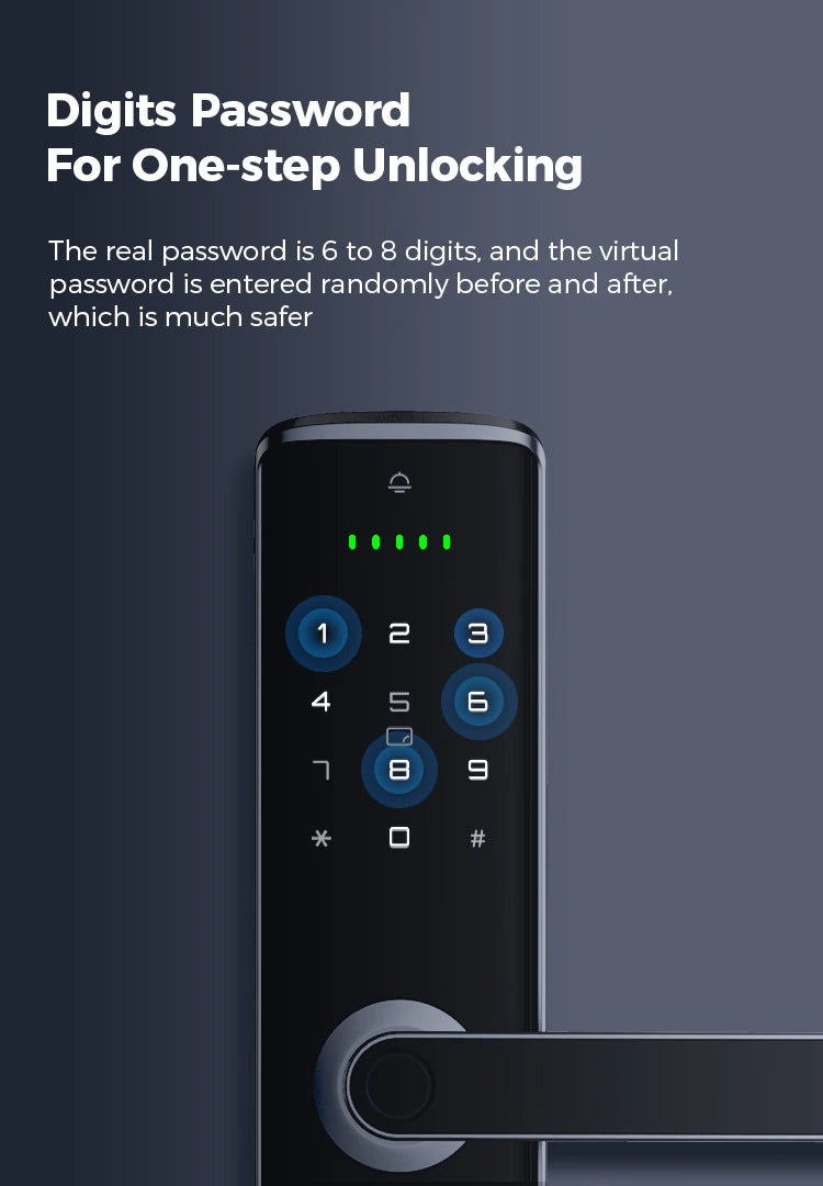 Tenon K6 Tuya Waterproof Electronic Smart Door Lock Digital Intelligent Card Biometric Fingerprint Door Handle Lock