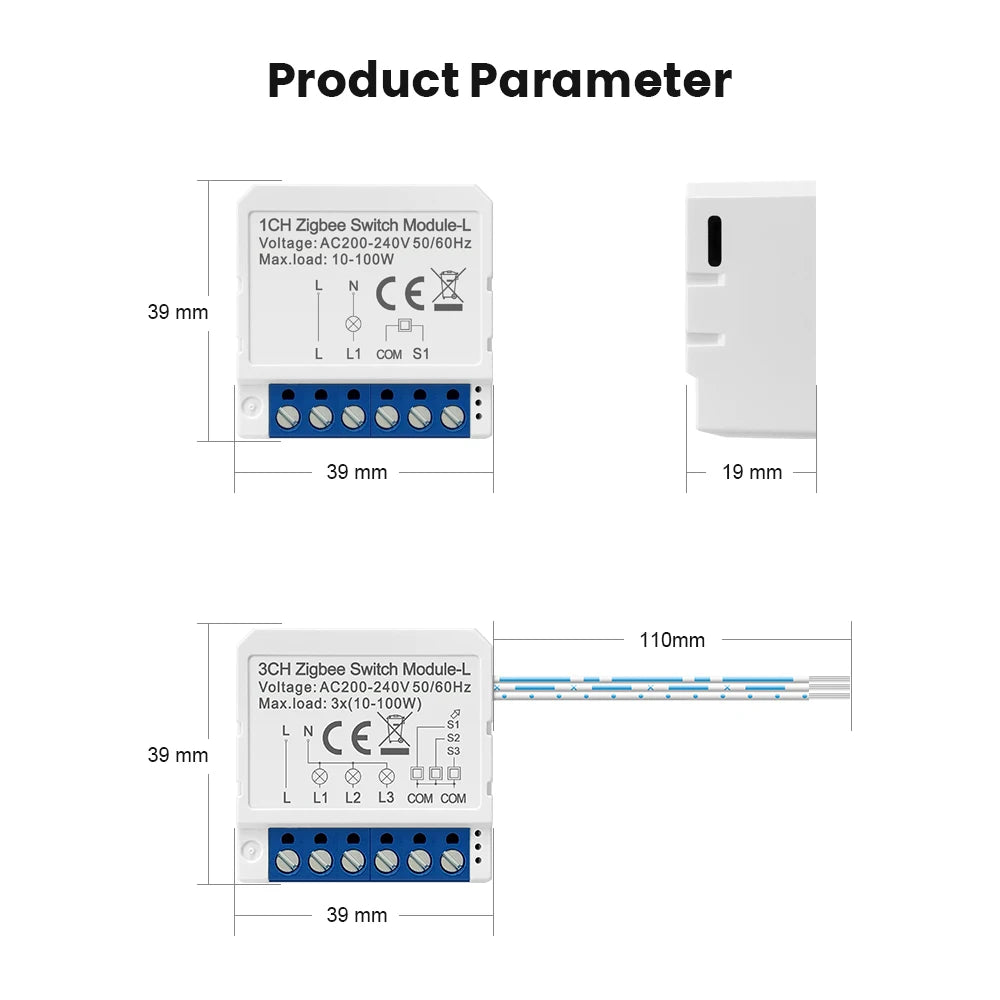 Zigbee Smart Switch Module No Neutral Wire Tuya Zigbee 3.0 10A