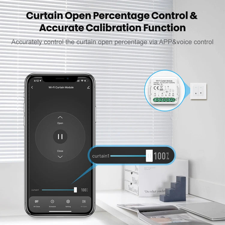 AVATTO Tuya smart life 240V 3A 1/2Gang smart wifi curtain switch module, Smart Home Automation Module APP control smart curtain breaker