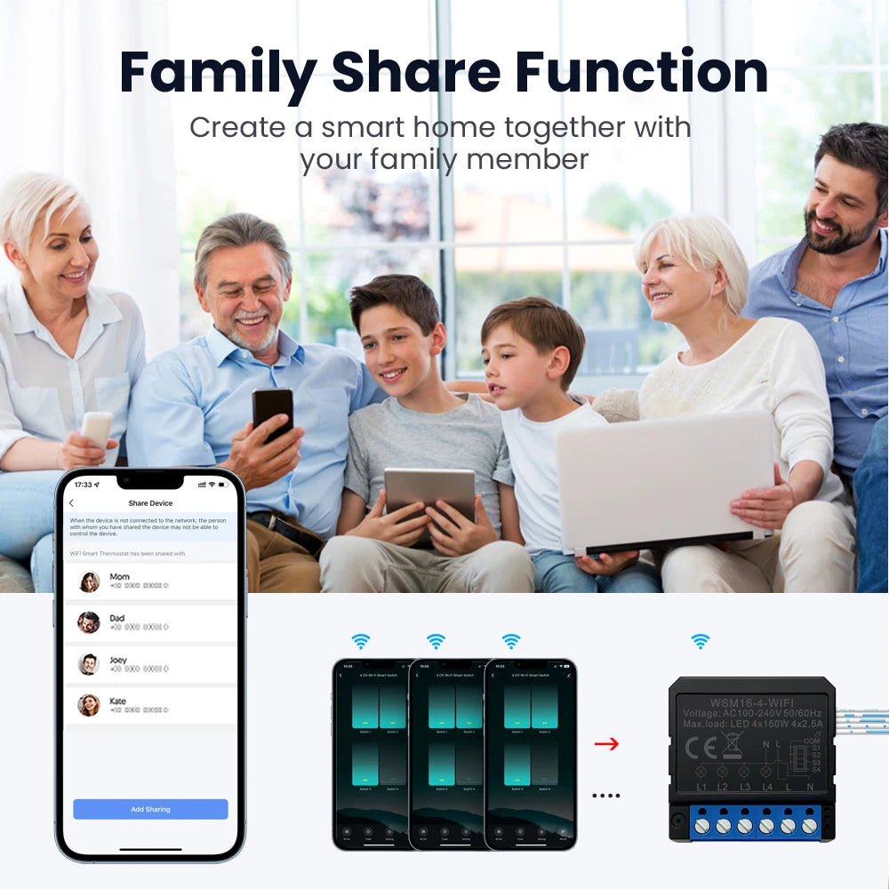 Tuya Wifi Smart Home Relay Switch Module Work with APP Alexa,Google Home Voice Control
