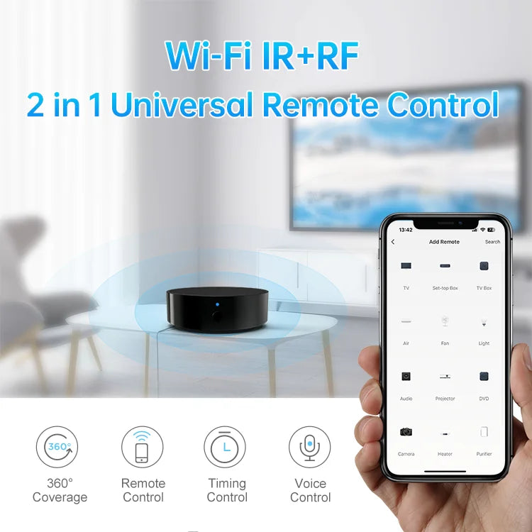 Wifi IR RF universal remote control smart wifi universal infrared RF433 RF315 APP Alexa Voice Control