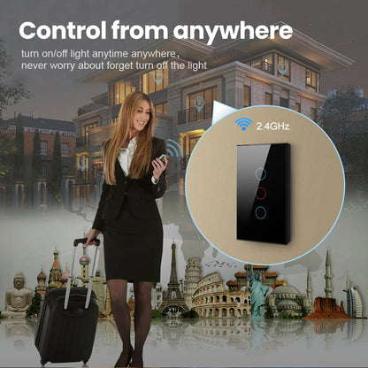 Zigbee Glass Touch Screen Smart Wall Light Switch Work With Alexa Google Home Tuya