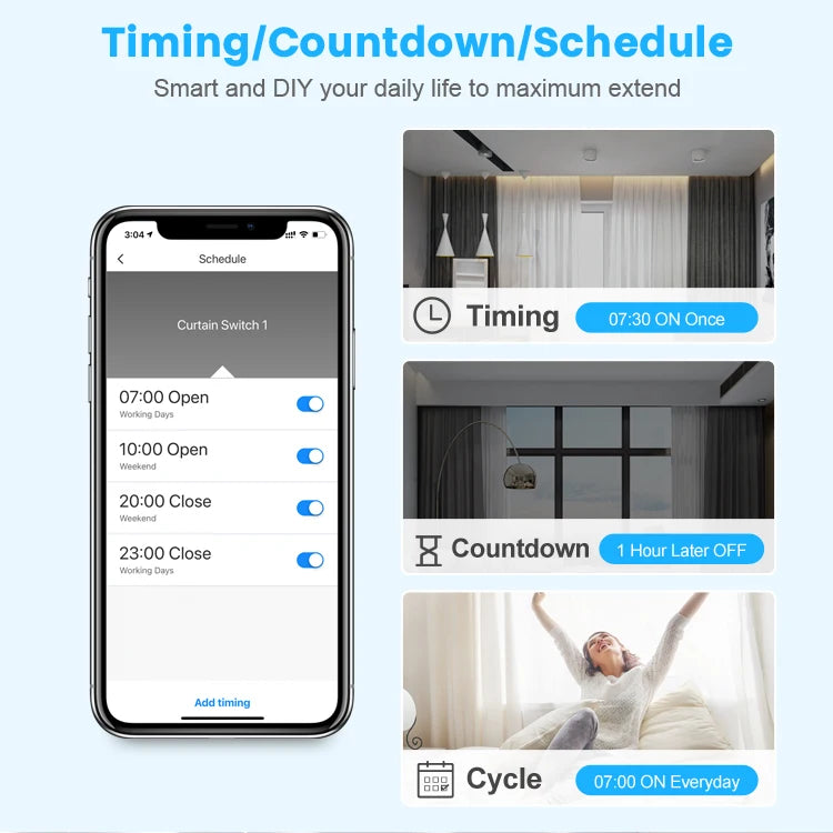 AVATTO Tuya smart life 240V 3A 1/2Gang smart wifi curtain switch module, Smart Home Automation Module APP control smart curtain breaker