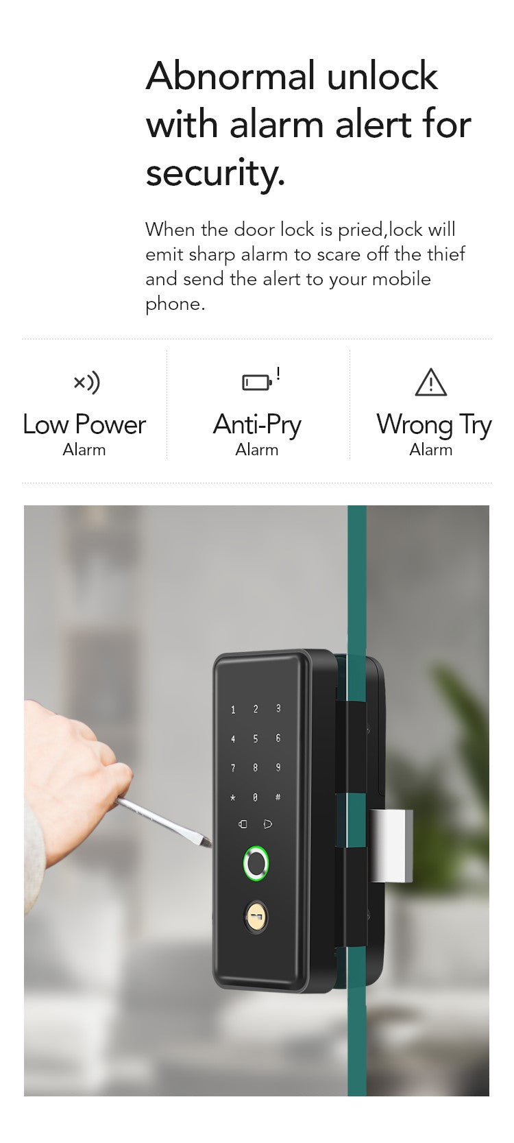K5 Tenon Smart Glass Door Lock