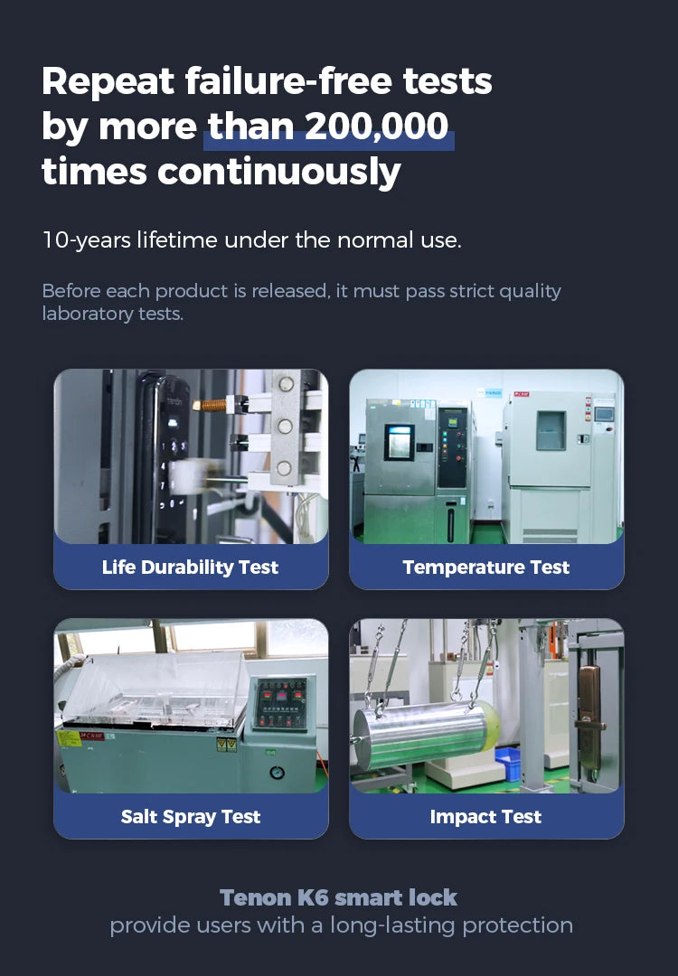 Tenon K6 Tuya Waterproof Electronic Smart Door Lock Digital Intelligent Card Biometric Fingerprint Door Handle Lock