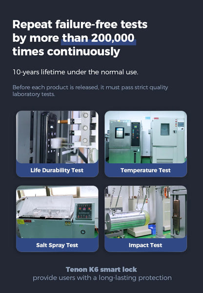 Tenon K6 Tuya Waterproof Electronic Smart Door Lock Digital Intelligent Card Biometric Fingerprint Door Handle Lock