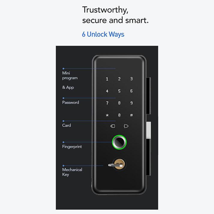 K5 Tenon Smart Glass Door Lock